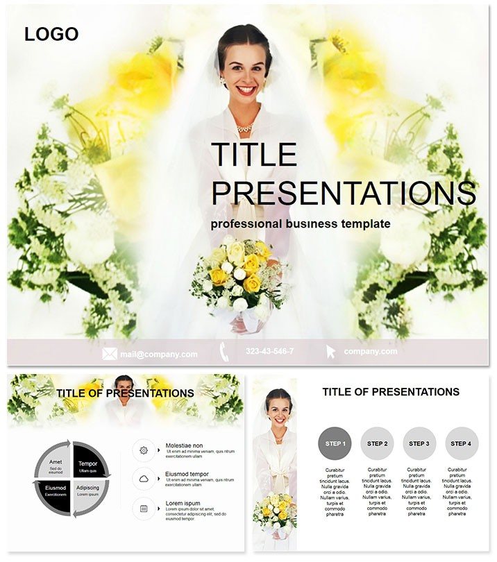 Wedding Dress and Bouquet PowerPoint Template | Professional Presentation