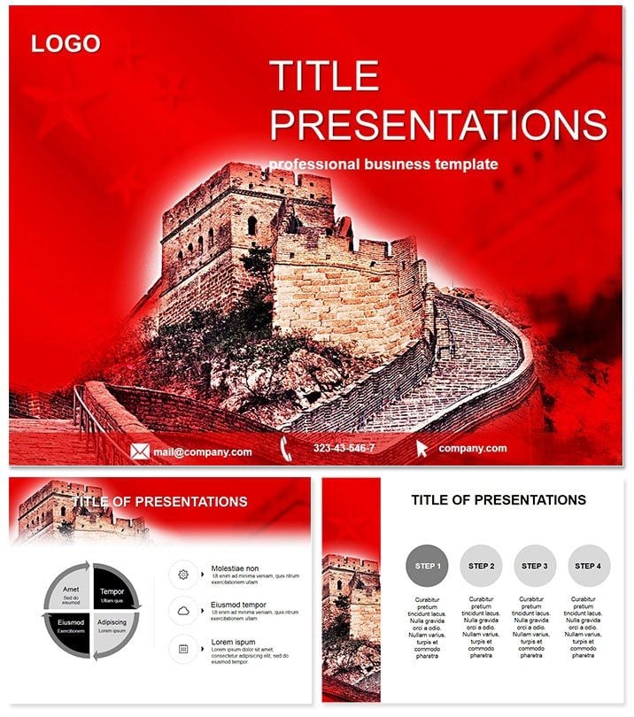 Great Wall of China PowerPoint Template, background for presentation