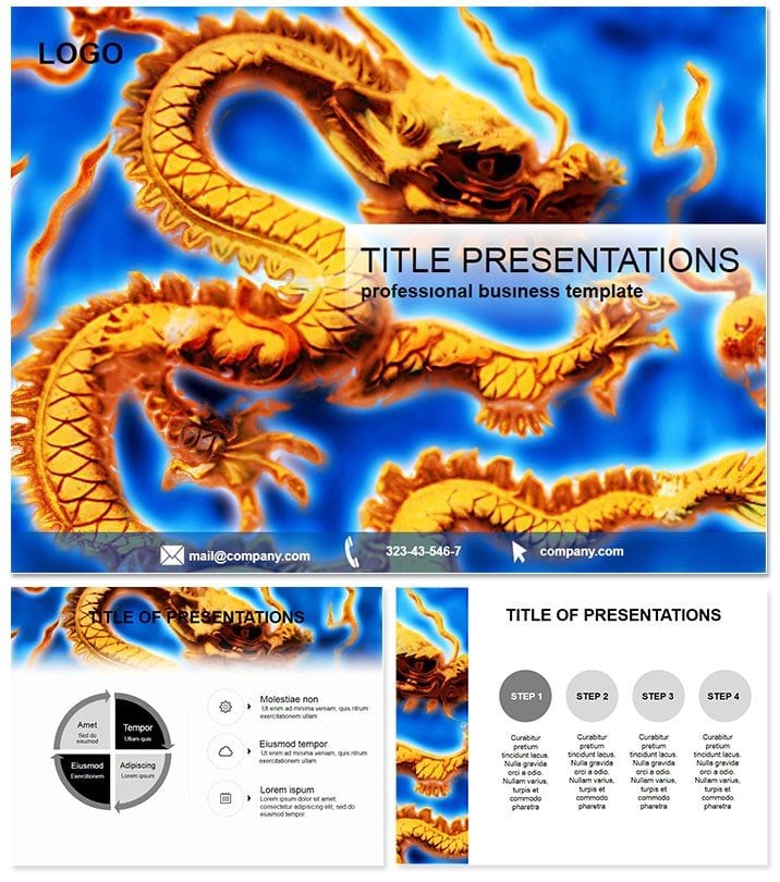 Chinese dragons PowerPoint Template for presentation