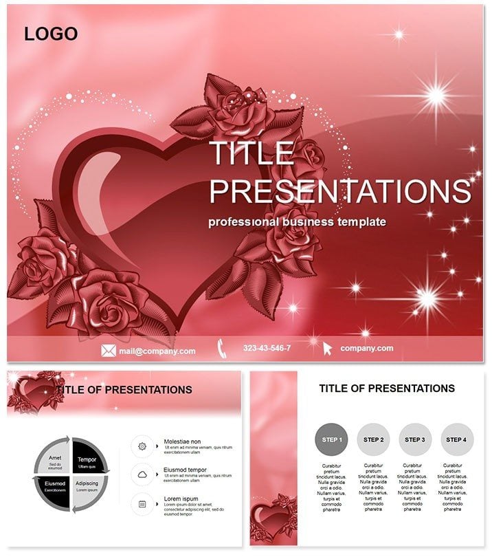 Heart with Roses: PowerPoint templates