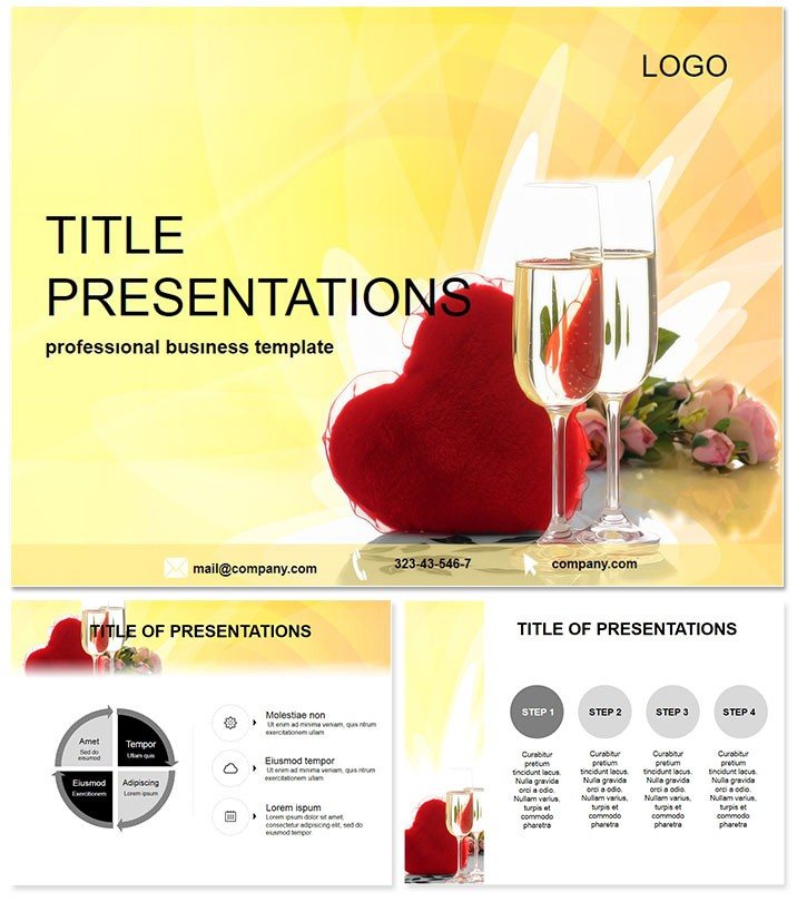Valentine and Stemware PowerPoint Template: Perfect Combination for Romantic Presentations