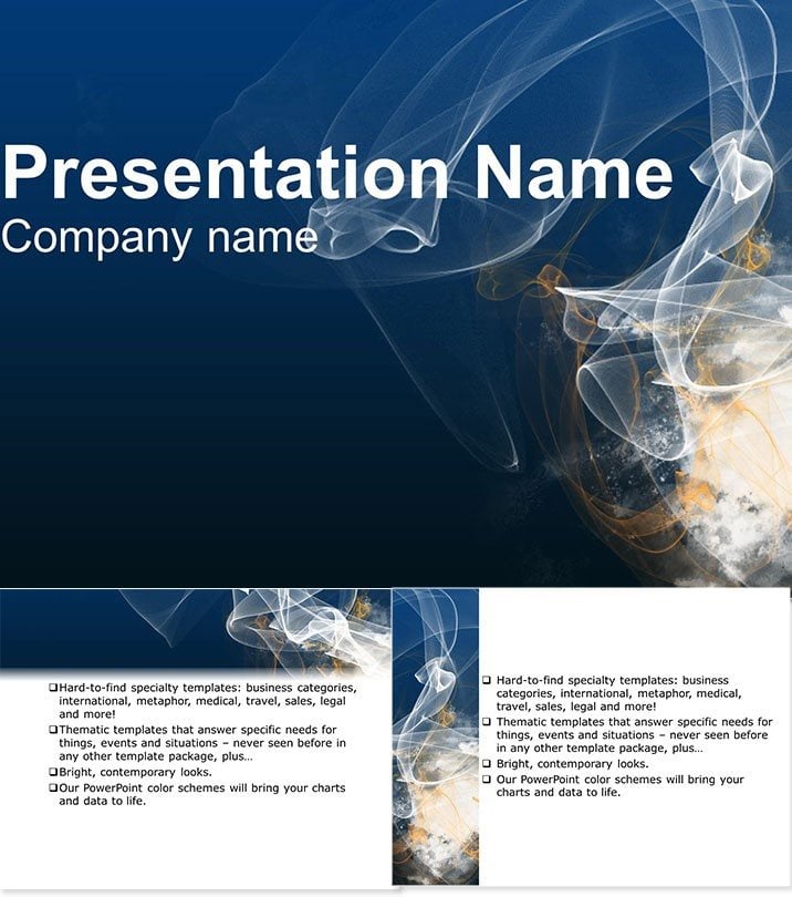 Abstract Fume Blue Background PowerPoint Template - Editable Download