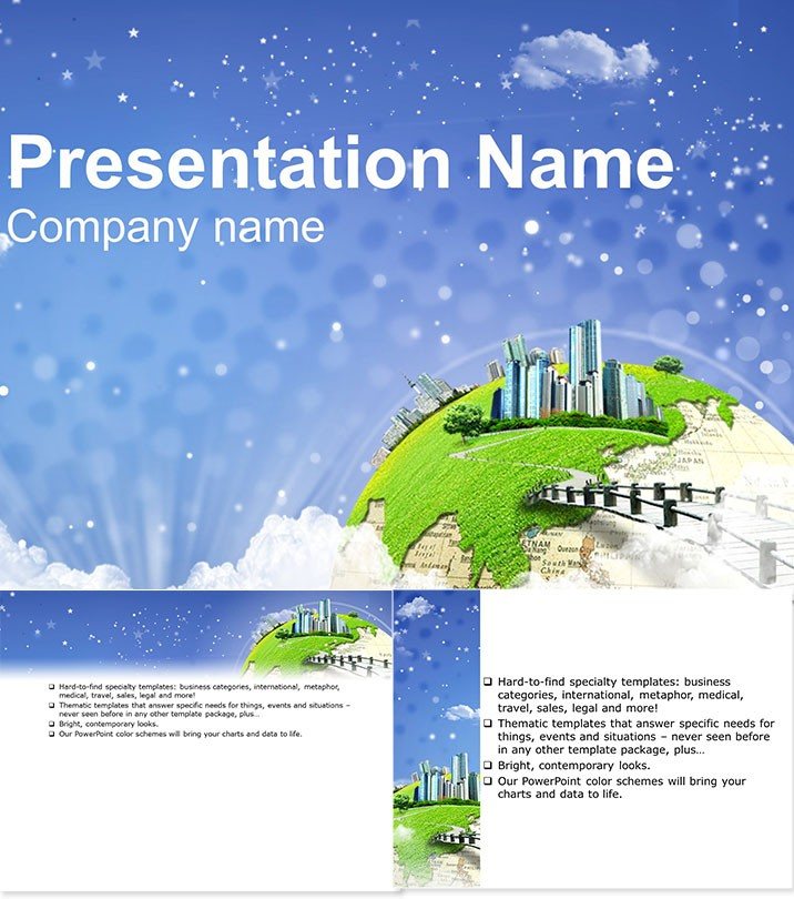 Green World and City PowerPoint template