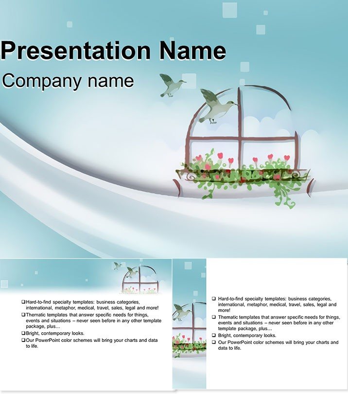 Free Open Window PowerPoint Template for Presentations