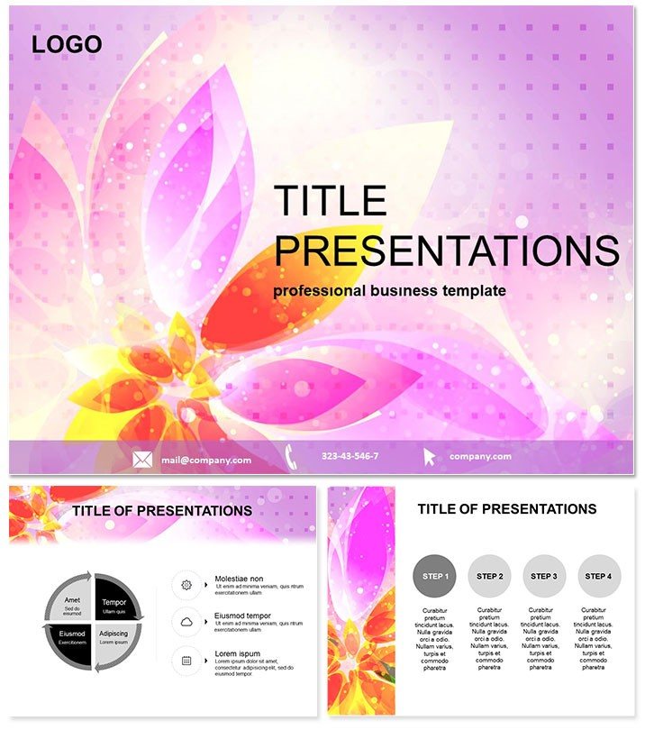 Vector Purple Flower PowerPoint template