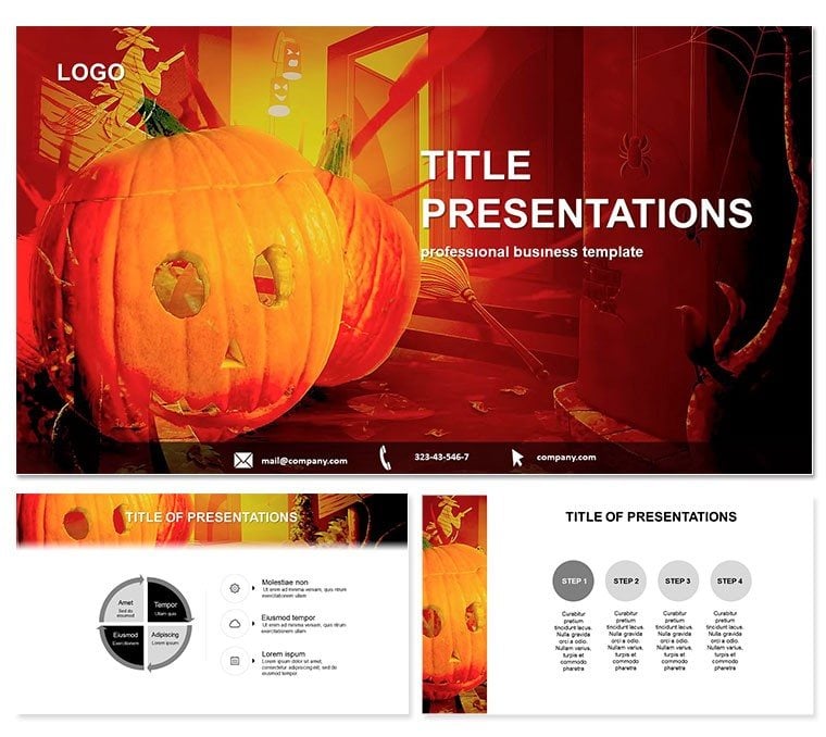 Halloween and doors in the house PowerPoint templates