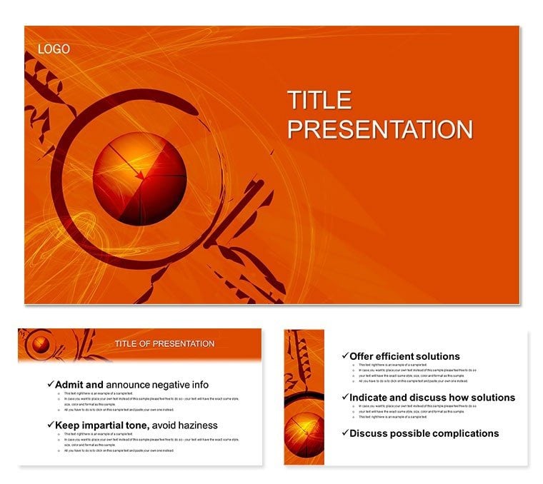 Pie Chart on an Orange Background PowerPoint template