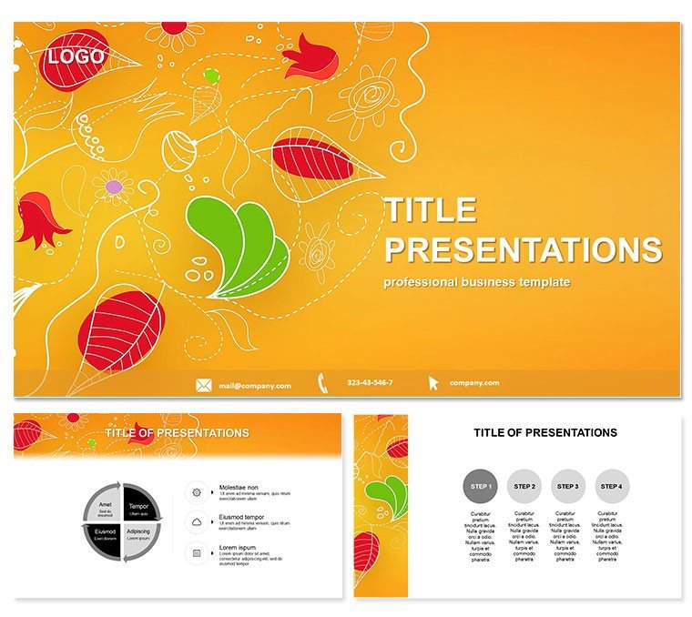 Autumn: Vector Leaves Background PowerPoint Templates