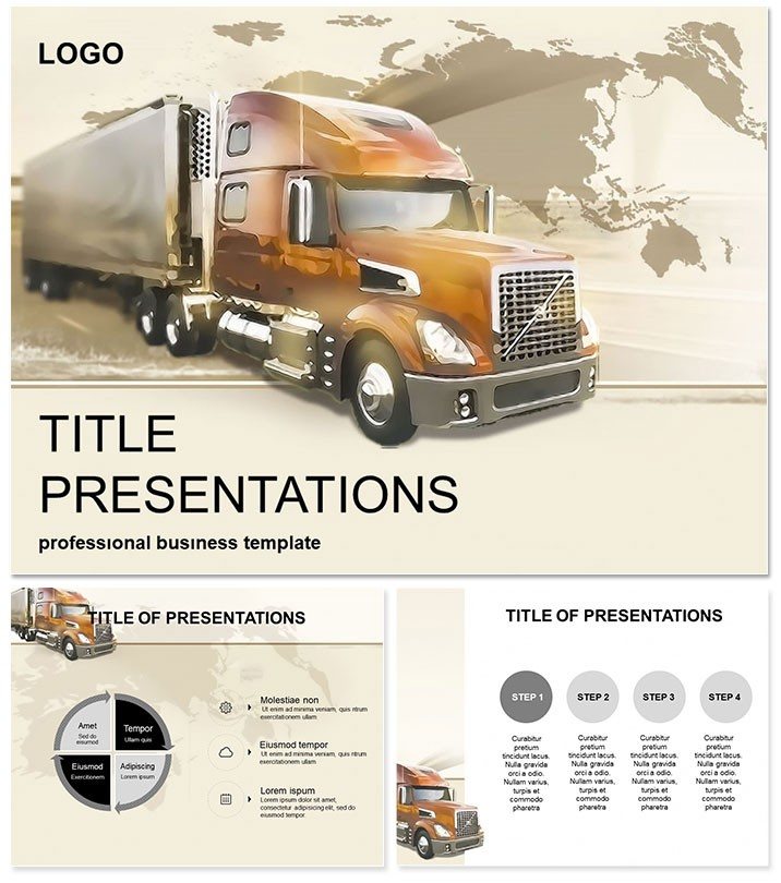 Truck on the Road PowerPoint Templates