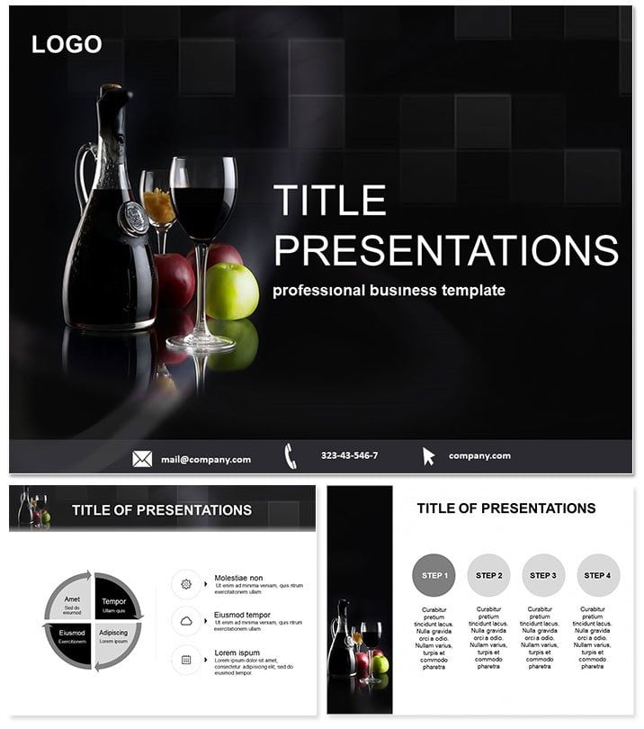 Bottle of Wine and Goblet PowerPoint template