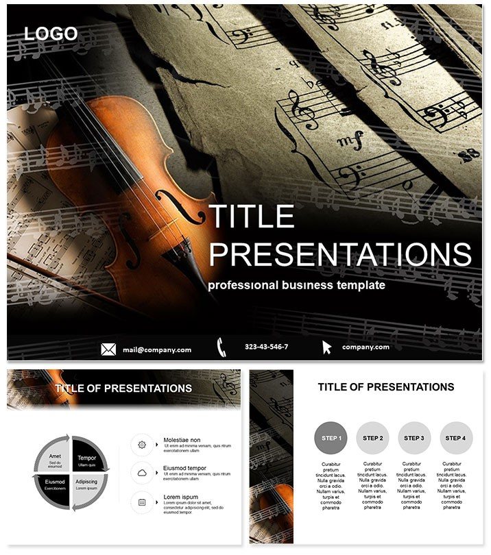 Art Entertainment : Violin with Notes PowerPoint Template