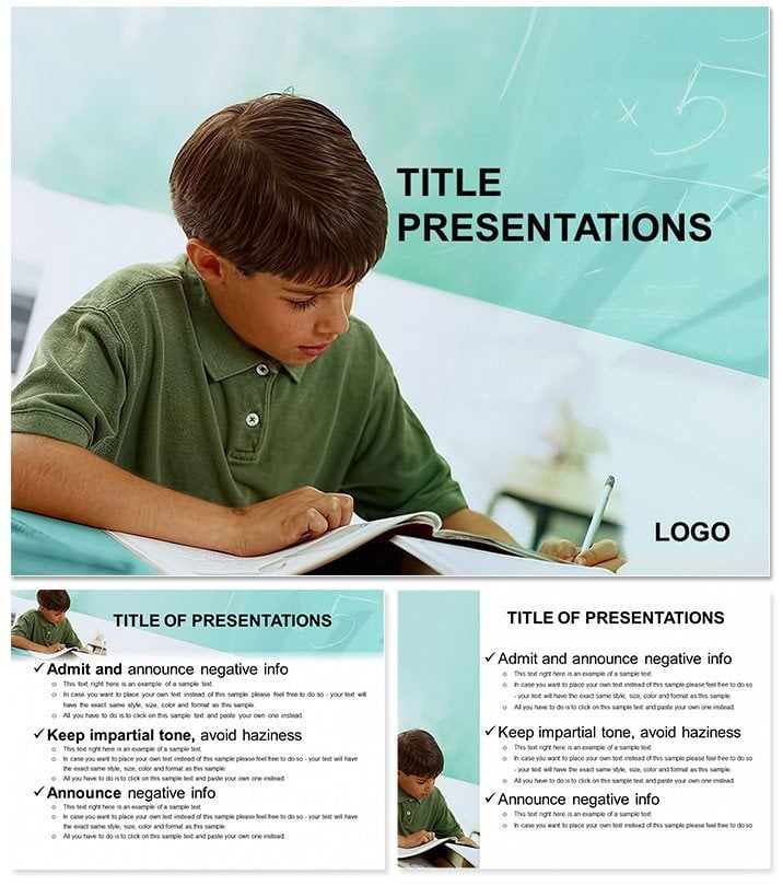 Child Attend School PowerPoint Template: Presentation