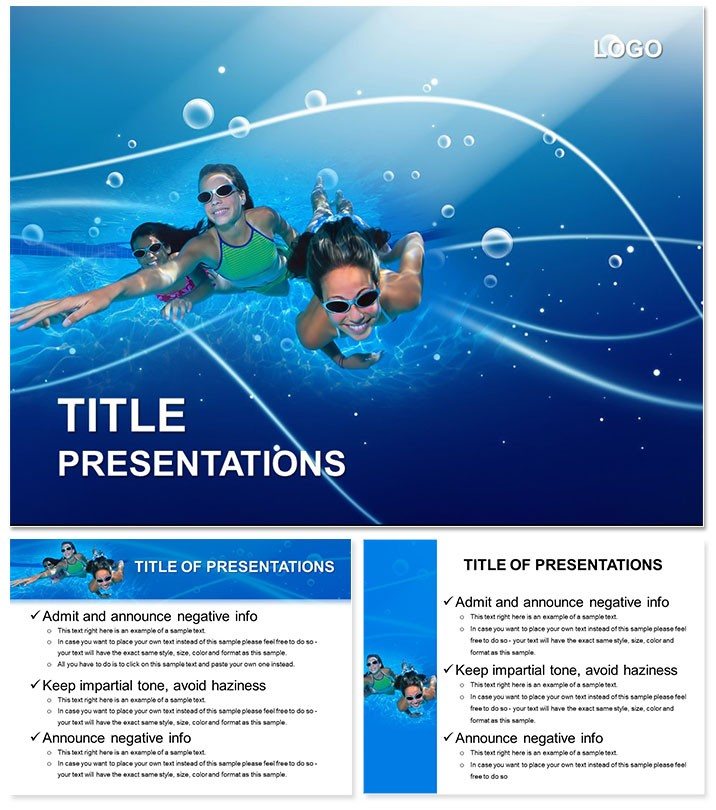 Children Swim PowerPoint Templates