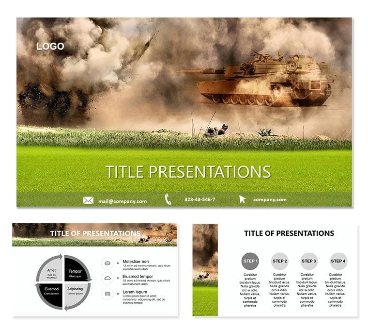 War Presentation: Mortar Explosions PowerPoint template