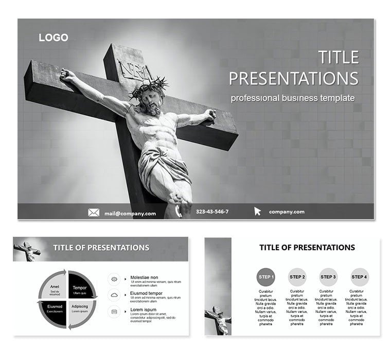 Religious Salvation Cross PowerPoint Template for Presentation
