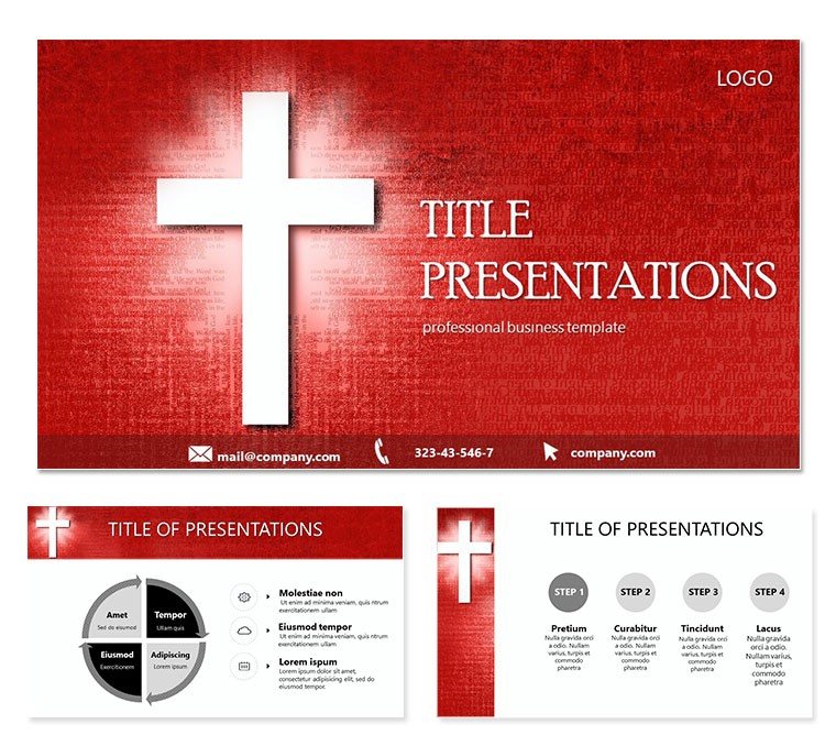 Cross on Red Background PowerPoint templates