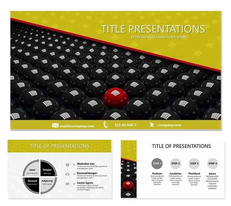 Red ball among dark PowerPoint templates