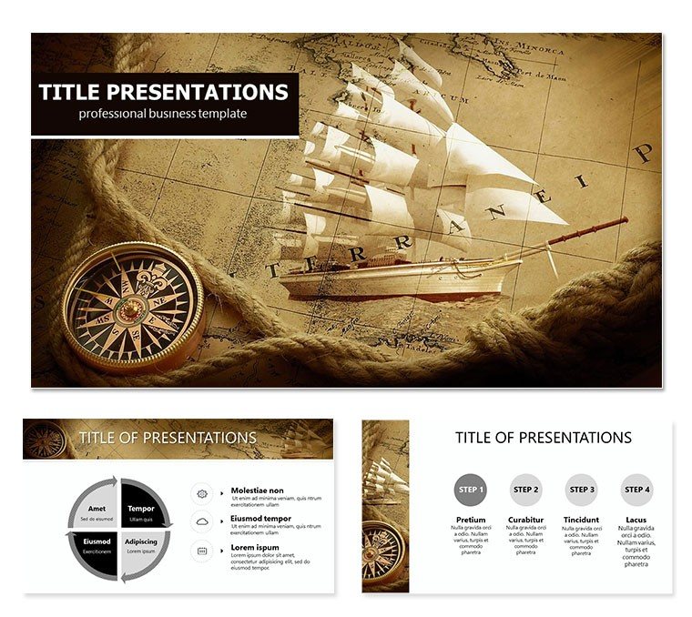 Compass, Map, Ship PowerPoint templates