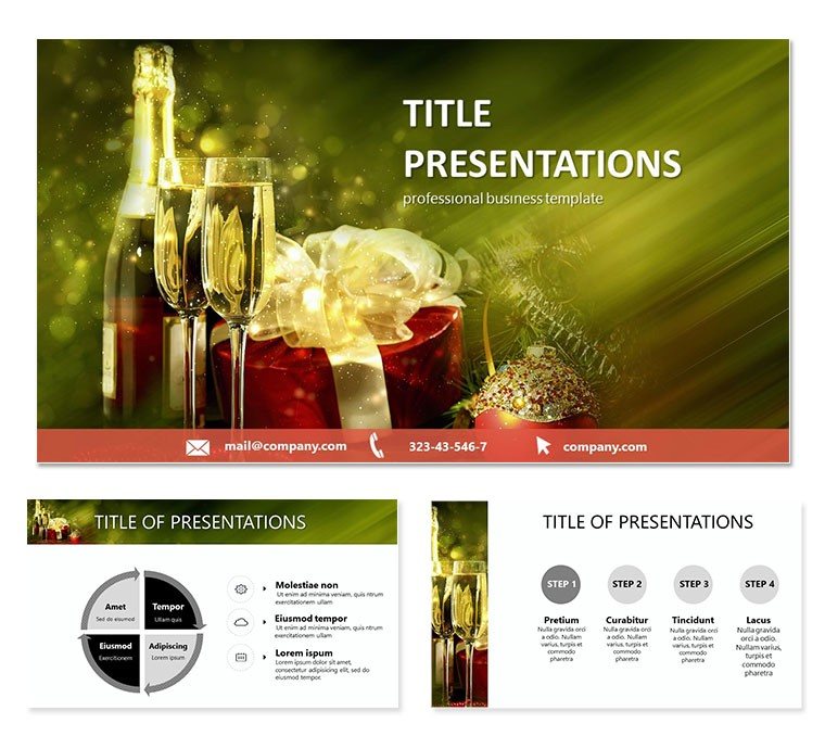 Champagne for the new year PowerPoint templates