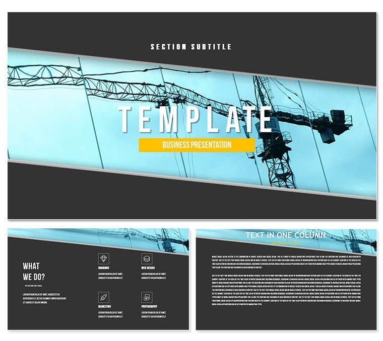 Construction crane houses PowerPoint template
