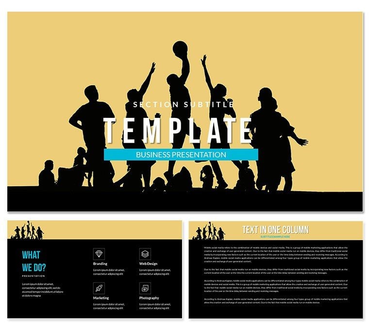 Basketball school for children and boys PowerPoint templates