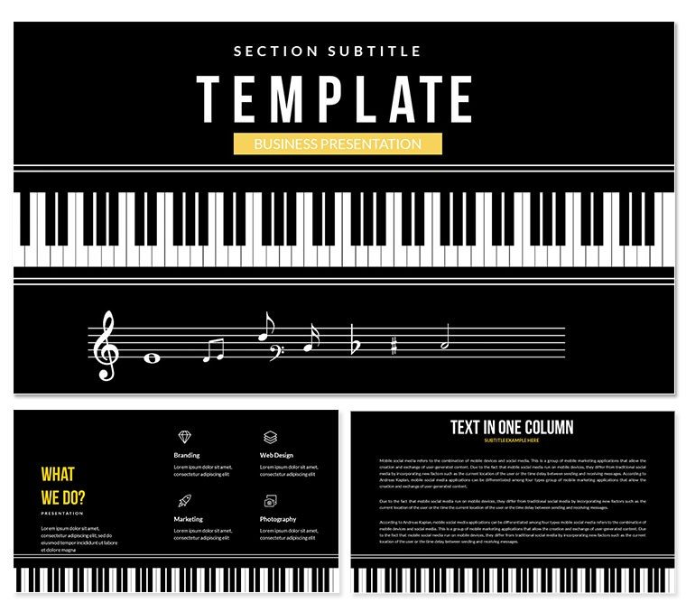 Music lessons Notes PowerPoint Template Presentation