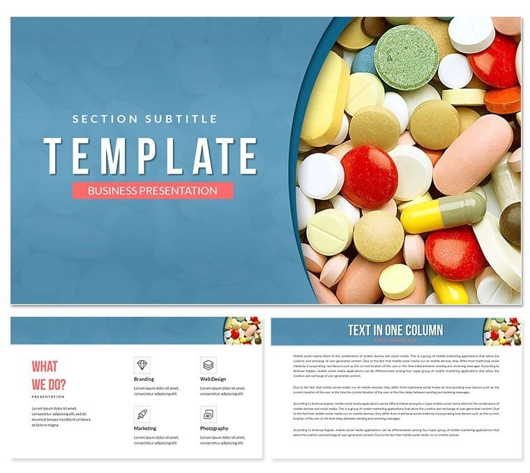Various shaps of pills PowerPoint template