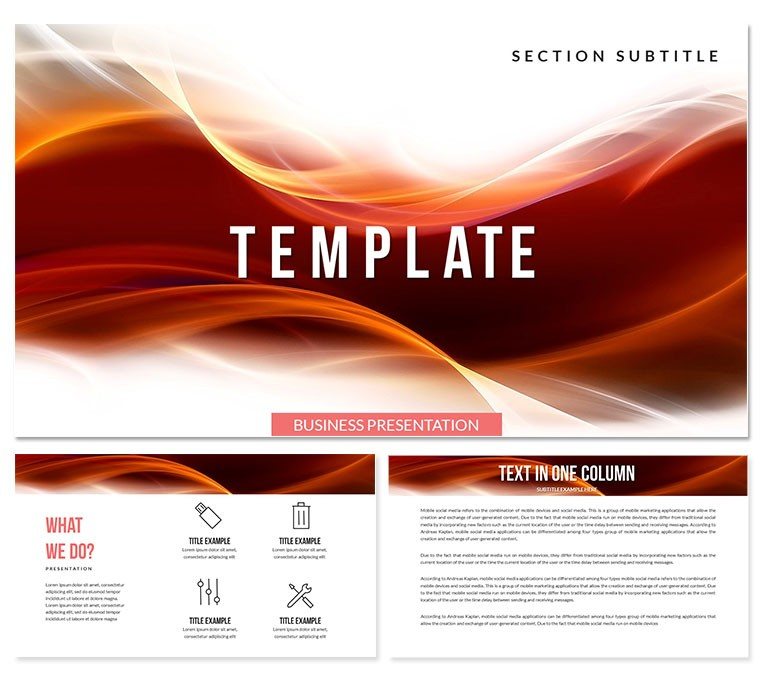 Waves of Flame PowerPoint template Presentation