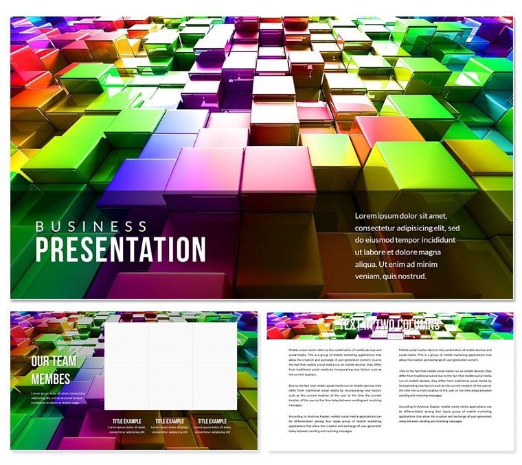 Cub Space Volumetric PowerPoint template Presentation