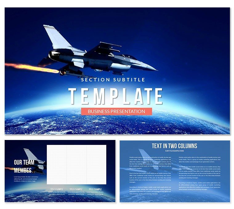 Aircraft above Earth PowerPoint template
