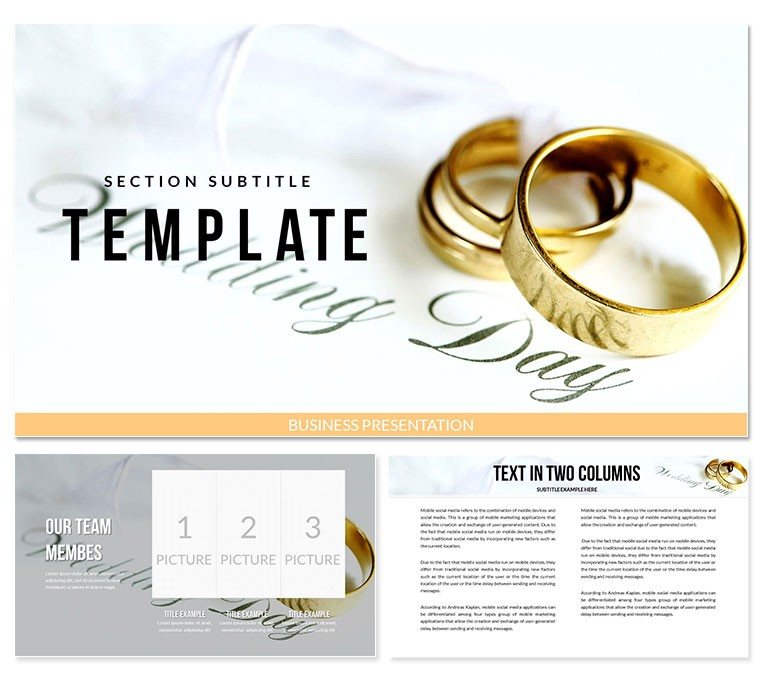 Wedding: Gold Engagement Rings PowerPoint templates
