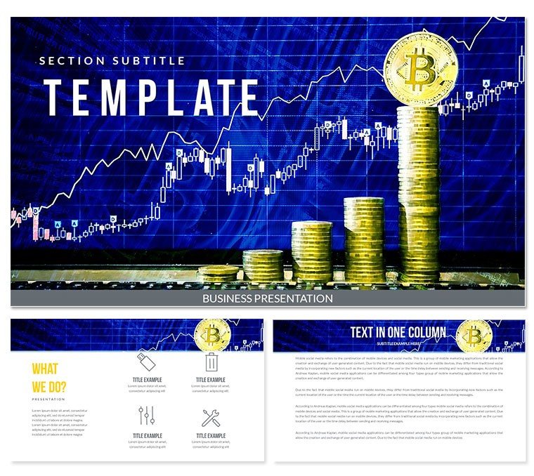 Dynamics of the bitcoin rate with graph PowerPoint templates
