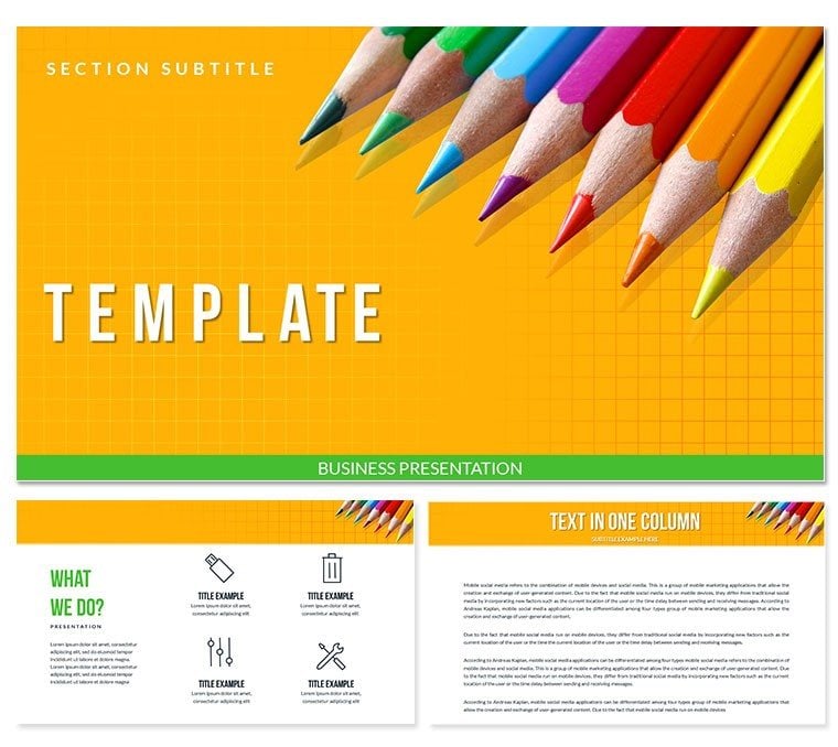 Colored pencils for Drawing PowerPoint templates