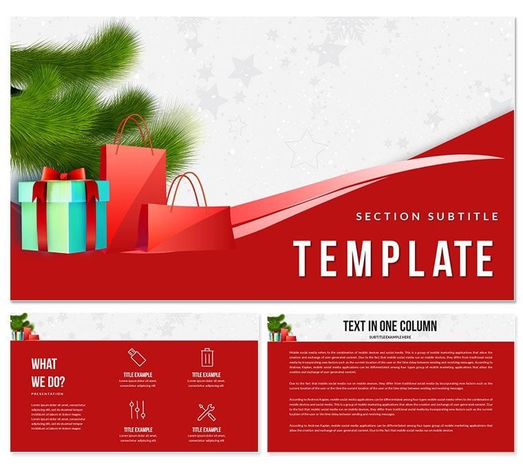 Gifts Near Christmas Tree PowerPoint templates