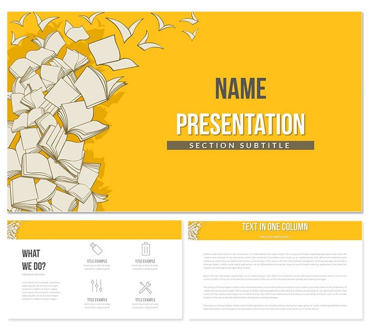 Books fly PowerPoint template