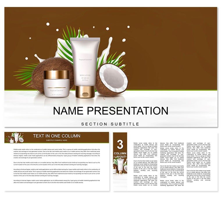 Cosmetics - organic coconut oil PowerPoint template