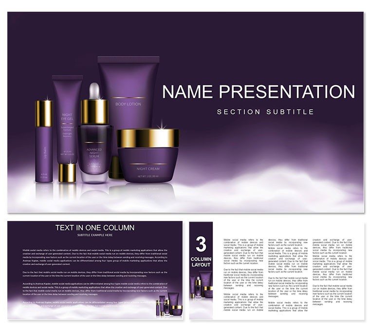 Body Lotion, Night Gel, Scrub and Cream PowerPoint template