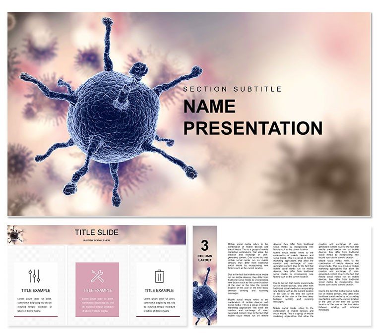 Virus Looks Microscope PowerPoint template