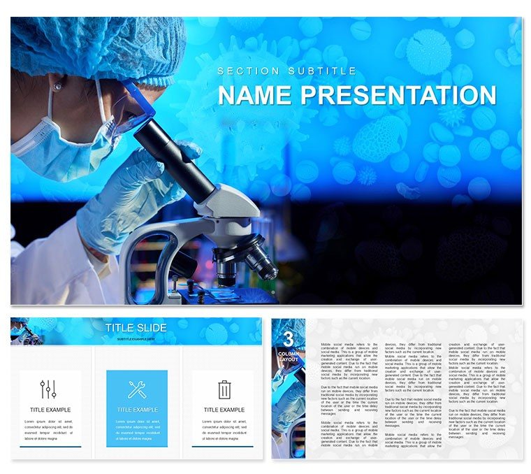Microscope: Observation of Viruses, Bacteria, and Fungi PowerPoint template