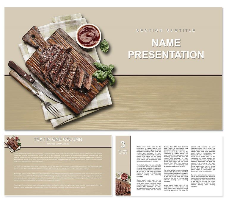 Garlic-Butter Steak Recipe PowerPoint template