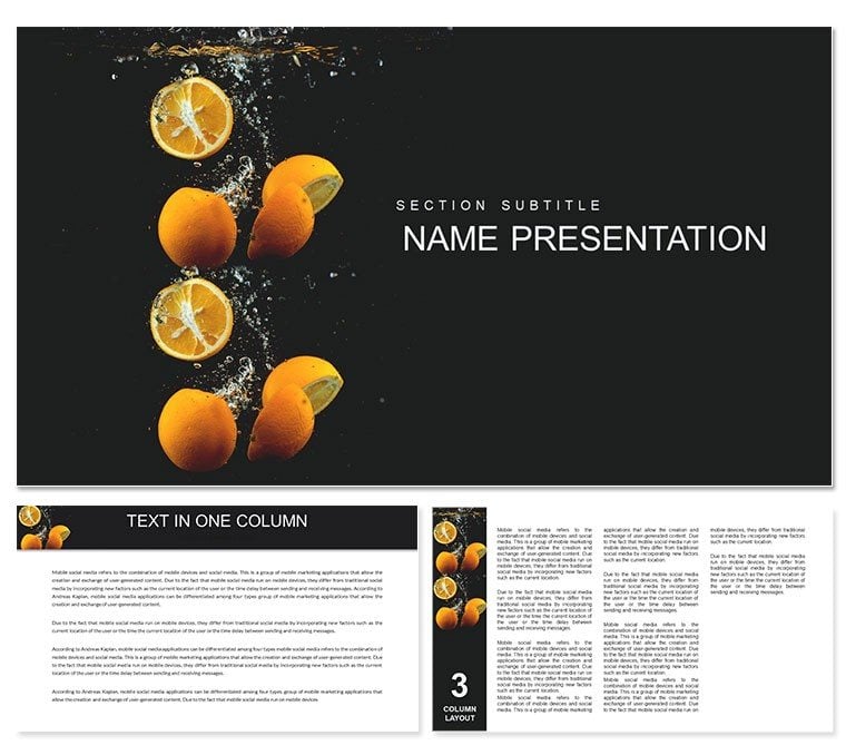 Orange Slices in Water PowerPoint templates