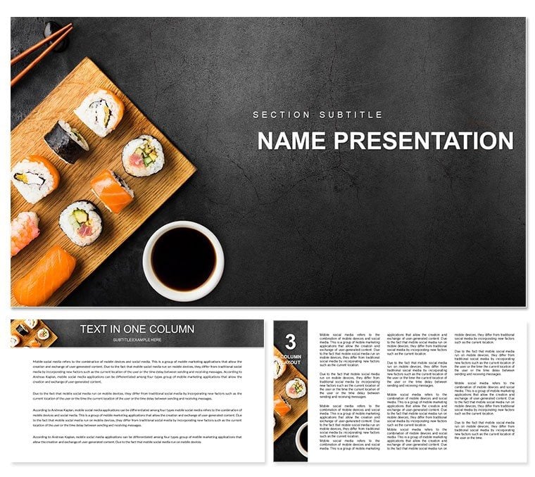 Japanese Sushi Rolls PowerPoint Template for Presentation