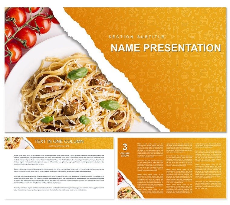 Pasta Carbonara, Bolognese, Primavera PowerPoint template