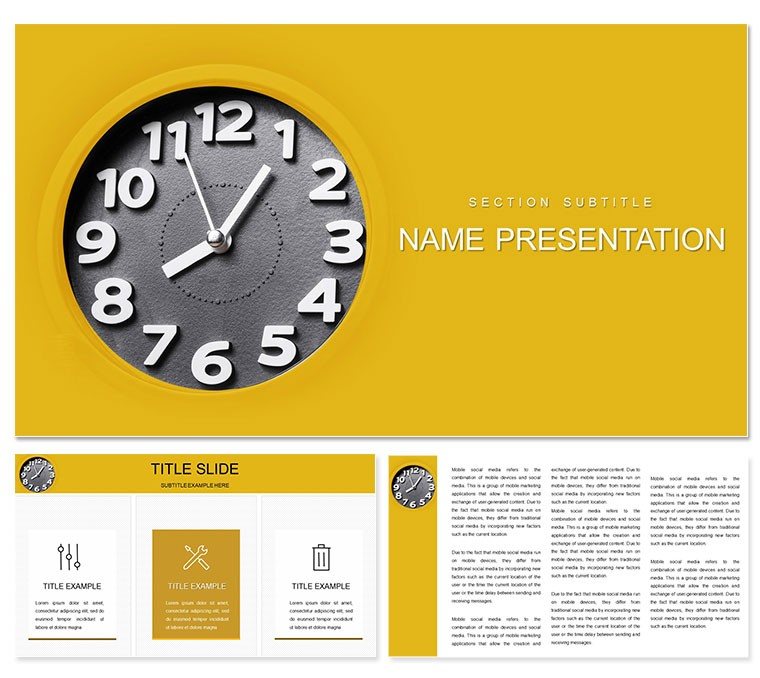 Working Hours, Clock PowerPoint template