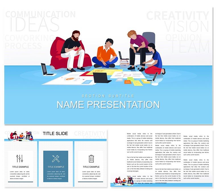 Communication Ideas, Creative Visions PowerPoint template