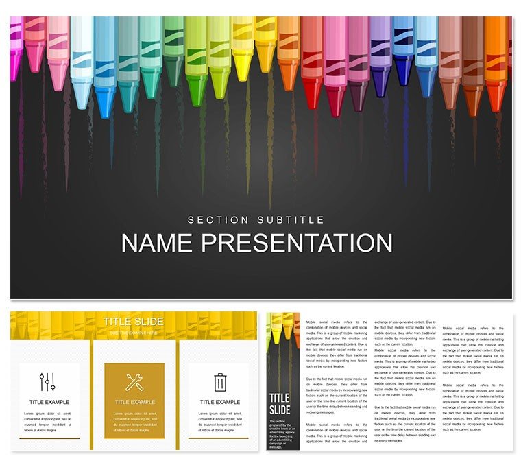 Colored childrens pencils PowerPoint presentation templates