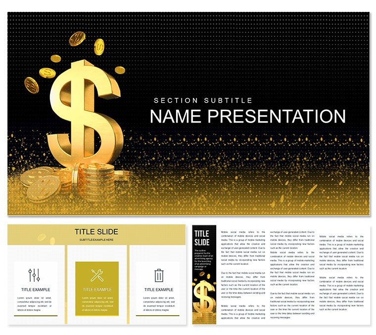 Dollar and Gold Relationship PowerPoint template