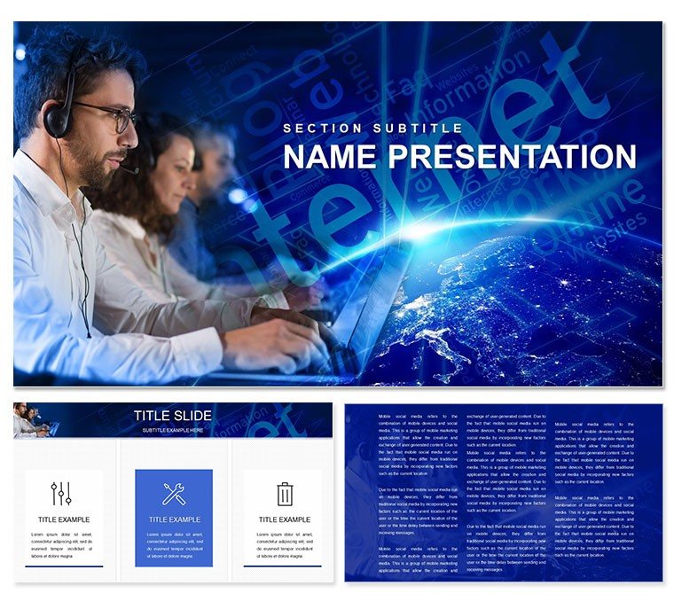 Internet Communication: Social Media, Email, Blog PowerPoint template