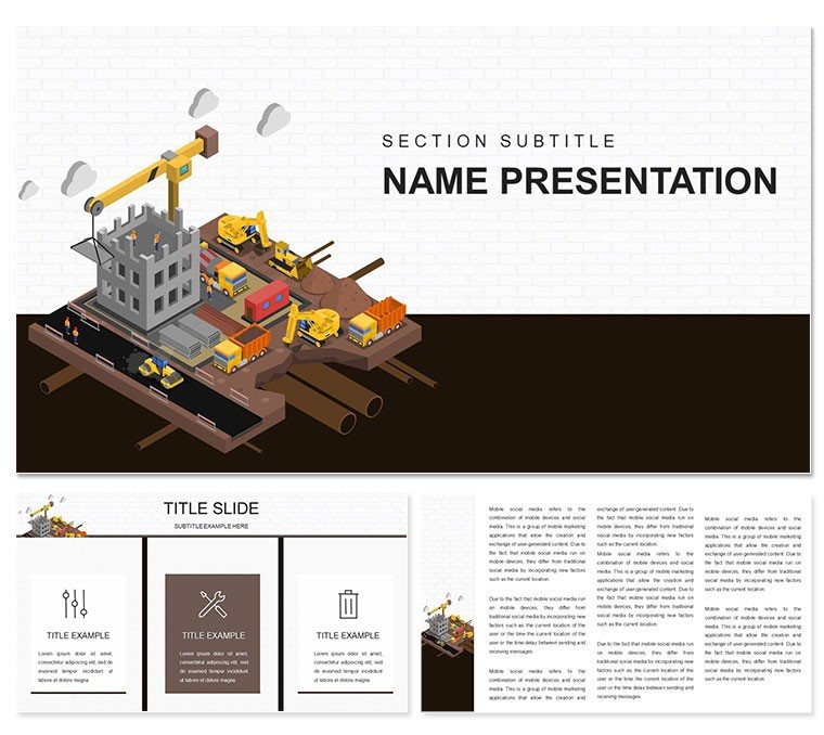 Infrastructure Works in Construction PowerPoint Template | Professional Presentation Slides
