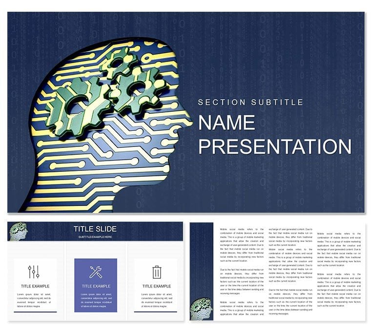 Knowledge, Learning, Mind PowerPoint template